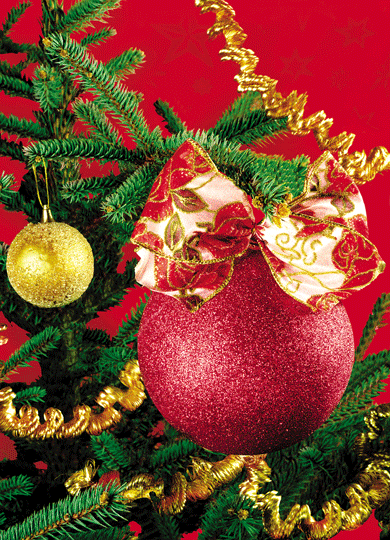3D Lenticular Christmas Cards Print Red Ornament and Tree